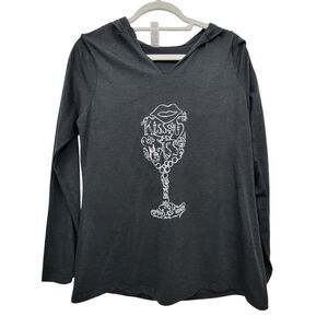 District Gray V-Neck Hooded Shirt Pompous A** Winery Size Medium